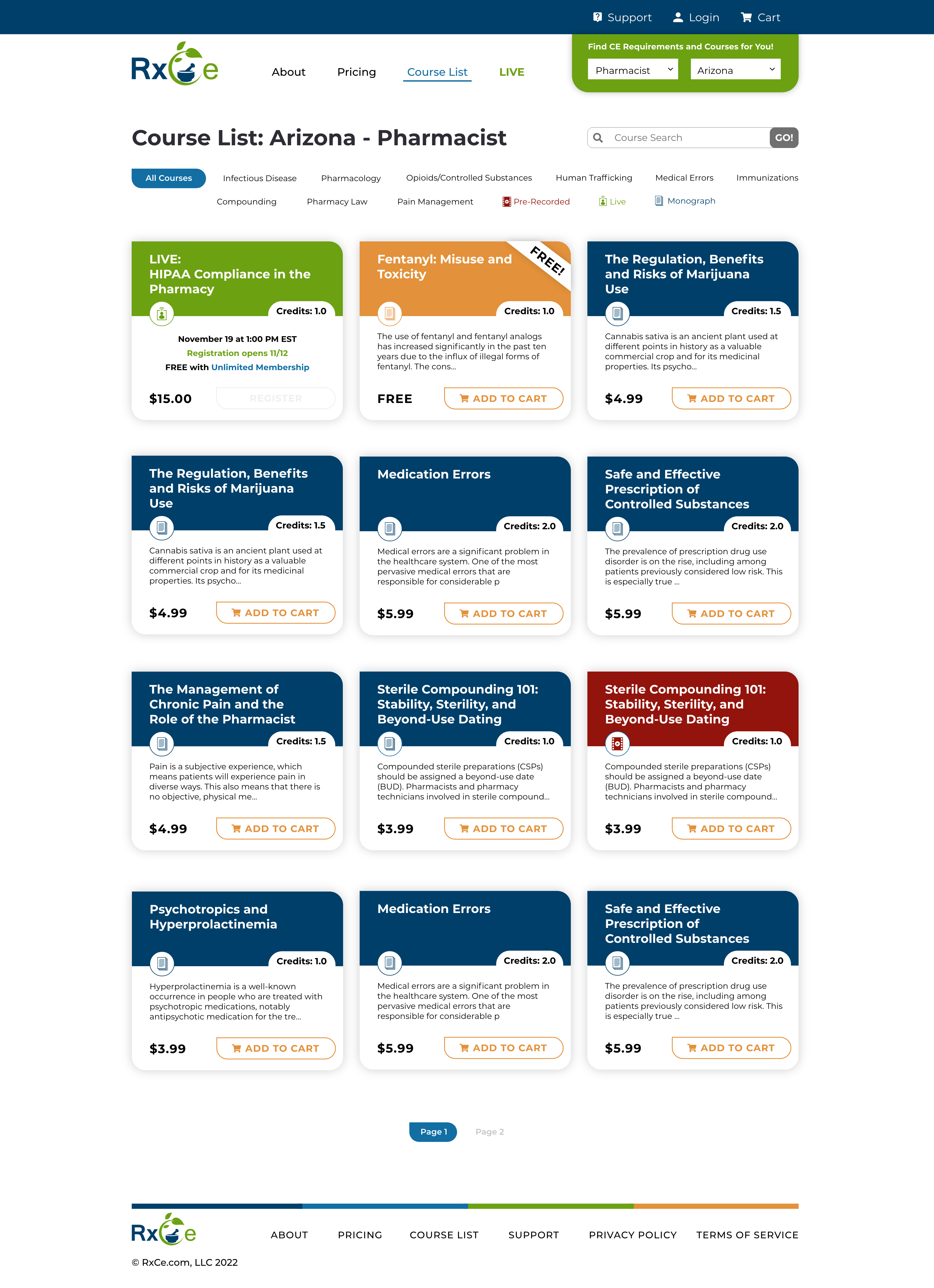Course List Page Template - Bauer Studios